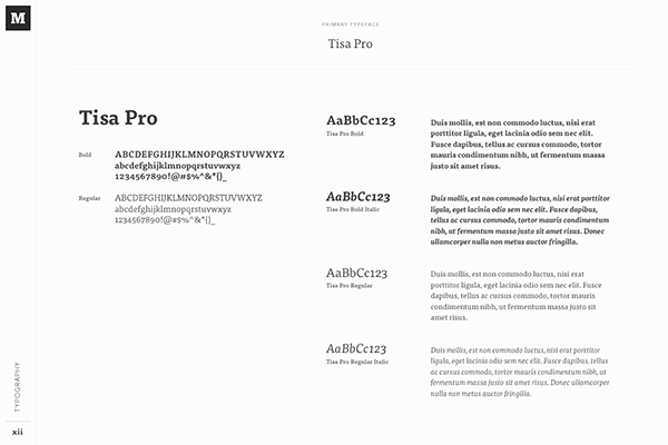 Font chữ Tisa Pro gọn gàng và dễ nhìn.